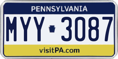 PA license plate MYY3087