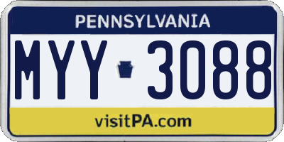 PA license plate MYY3088