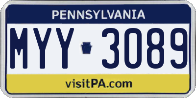 PA license plate MYY3089