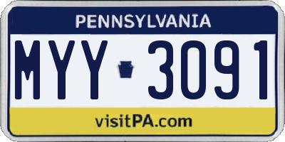 PA license plate MYY3091