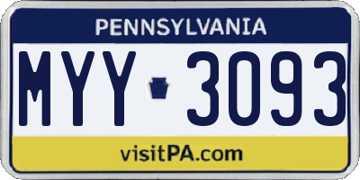 PA license plate MYY3093