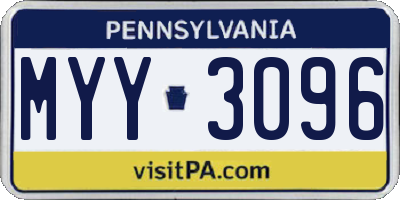 PA license plate MYY3096