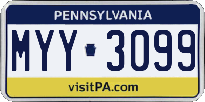 PA license plate MYY3099