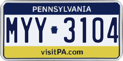 PA license plate MYY3104