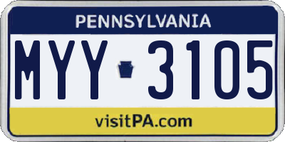 PA license plate MYY3105