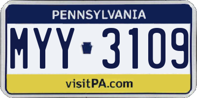 PA license plate MYY3109