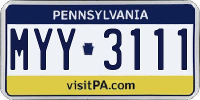 PA license plate MYY3111