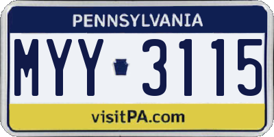 PA license plate MYY3115