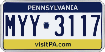 PA license plate MYY3117