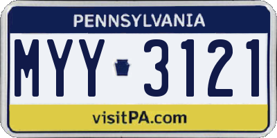 PA license plate MYY3121