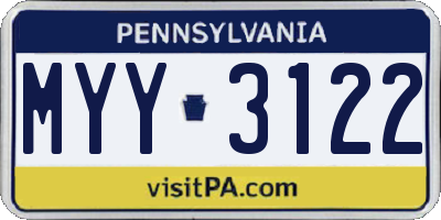 PA license plate MYY3122