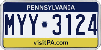 PA license plate MYY3124