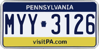 PA license plate MYY3126