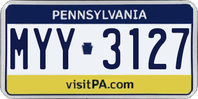 PA license plate MYY3127