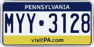 PA license plate MYY3128