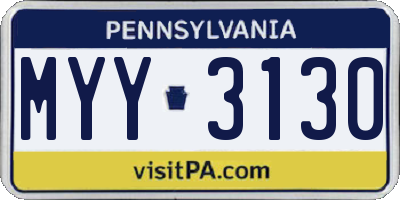 PA license plate MYY3130