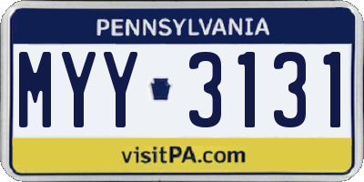 PA license plate MYY3131