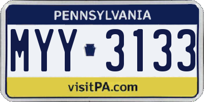 PA license plate MYY3133