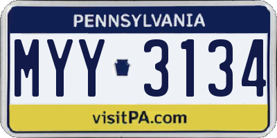 PA license plate MYY3134