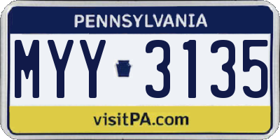 PA license plate MYY3135