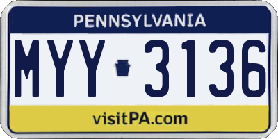 PA license plate MYY3136