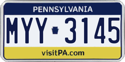 PA license plate MYY3145