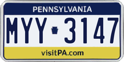 PA license plate MYY3147