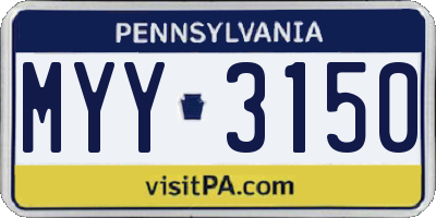 PA license plate MYY3150