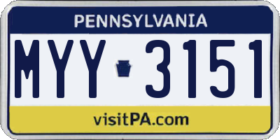 PA license plate MYY3151