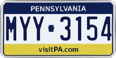 PA license plate MYY3154