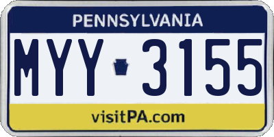 PA license plate MYY3155