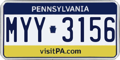 PA license plate MYY3156