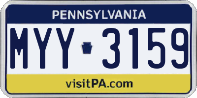 PA license plate MYY3159
