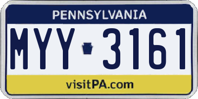 PA license plate MYY3161