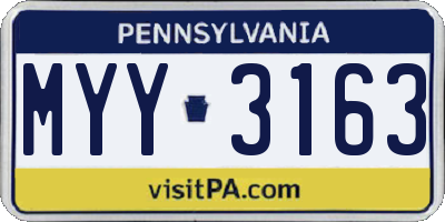 PA license plate MYY3163