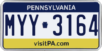PA license plate MYY3164