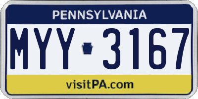 PA license plate MYY3167