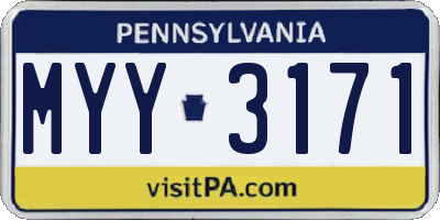 PA license plate MYY3171