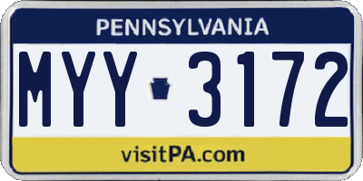 PA license plate MYY3172