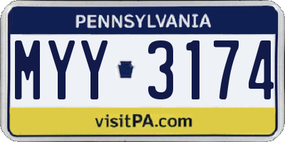 PA license plate MYY3174