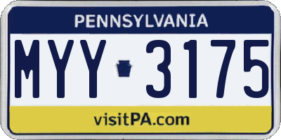 PA license plate MYY3175
