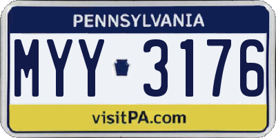 PA license plate MYY3176