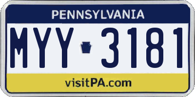 PA license plate MYY3181