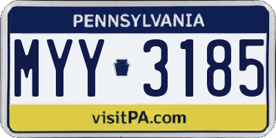PA license plate MYY3185