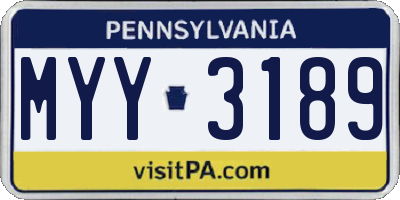 PA license plate MYY3189