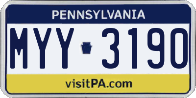 PA license plate MYY3190