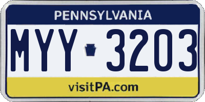 PA license plate MYY3203
