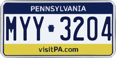 PA license plate MYY3204