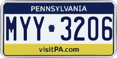 PA license plate MYY3206