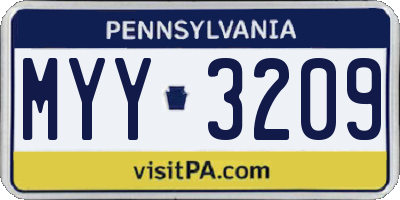 PA license plate MYY3209